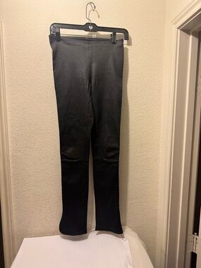 The Row Lakun Black lambskin Leather Leggings slit hem size XS